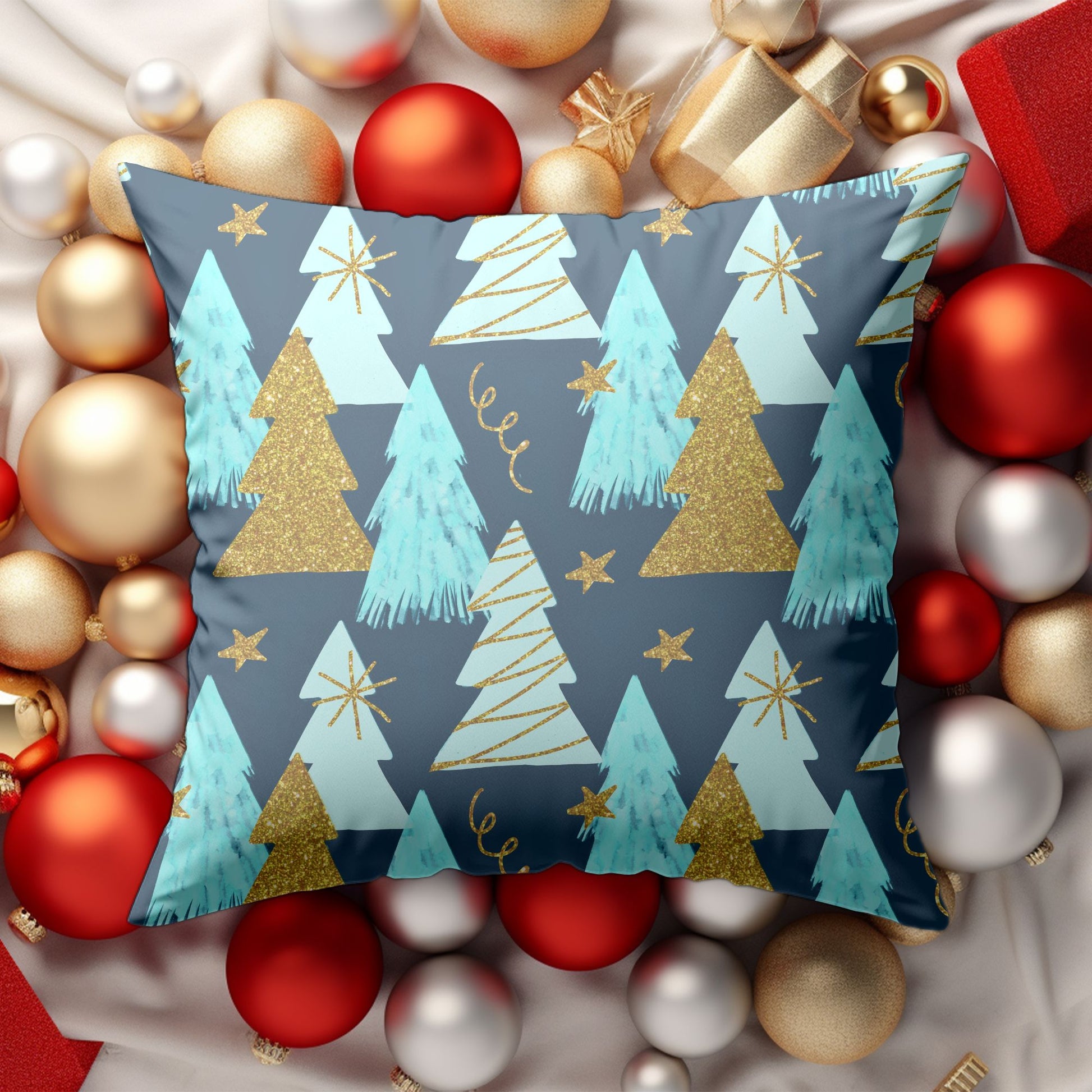 Festive Christmas Tree Design Pillow for Holiday Decor