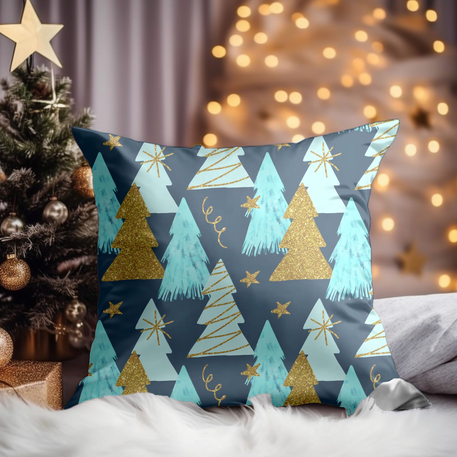 Green Christmas Tree Decorative Cushion Cover