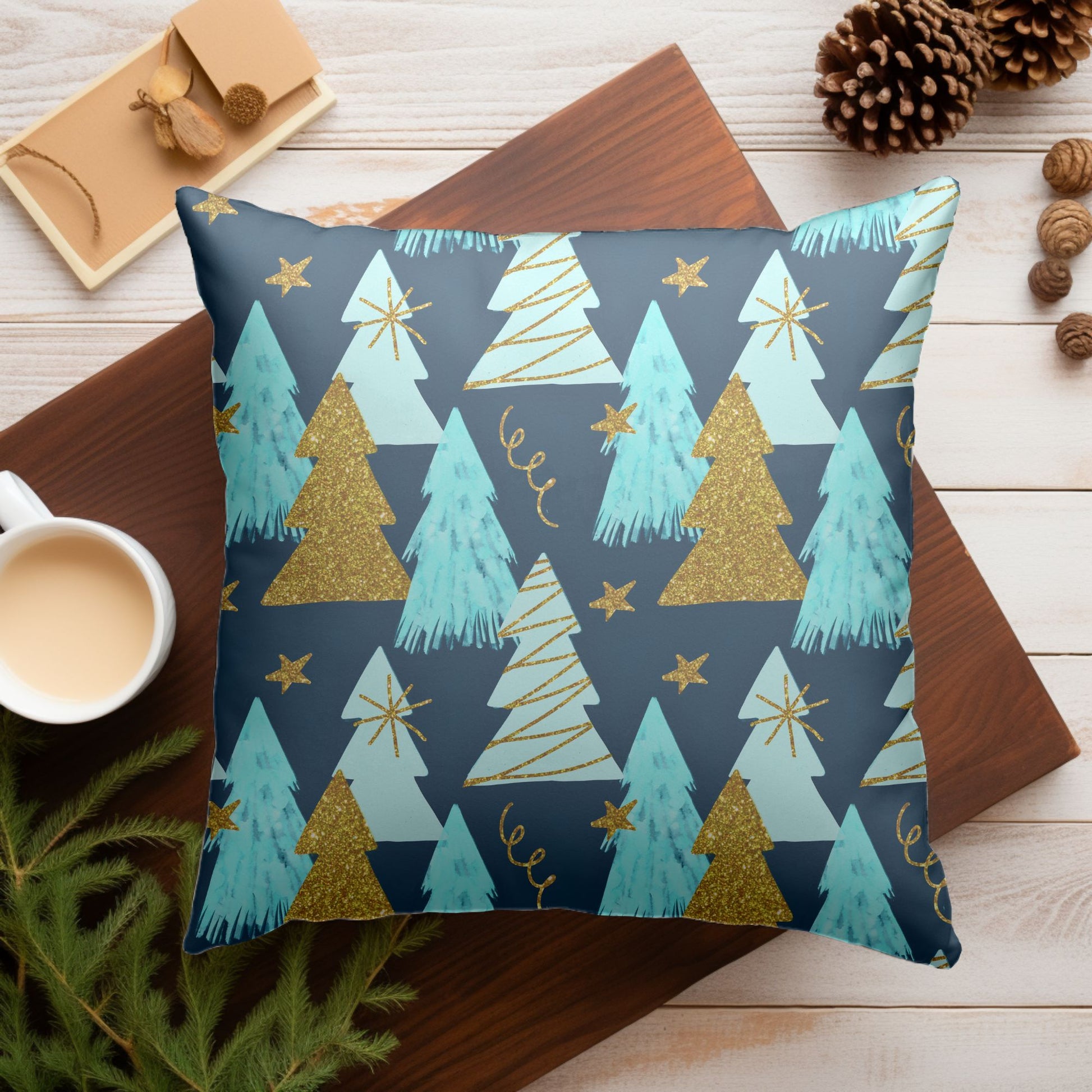 Holiday Decor Pillow with Christmas Tree Design