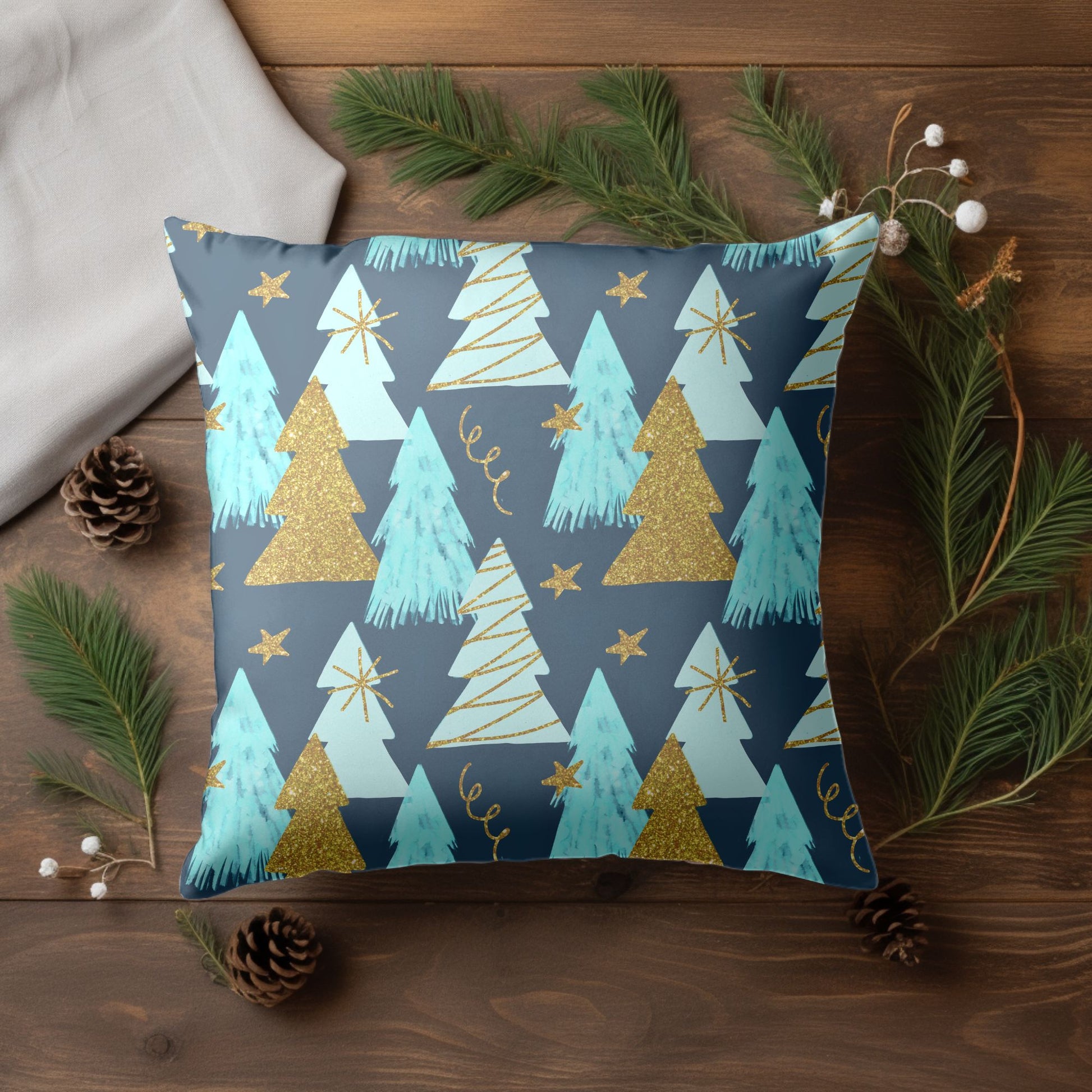 Christmas Tree Theme Pillow Cover for Seasonal Cheer