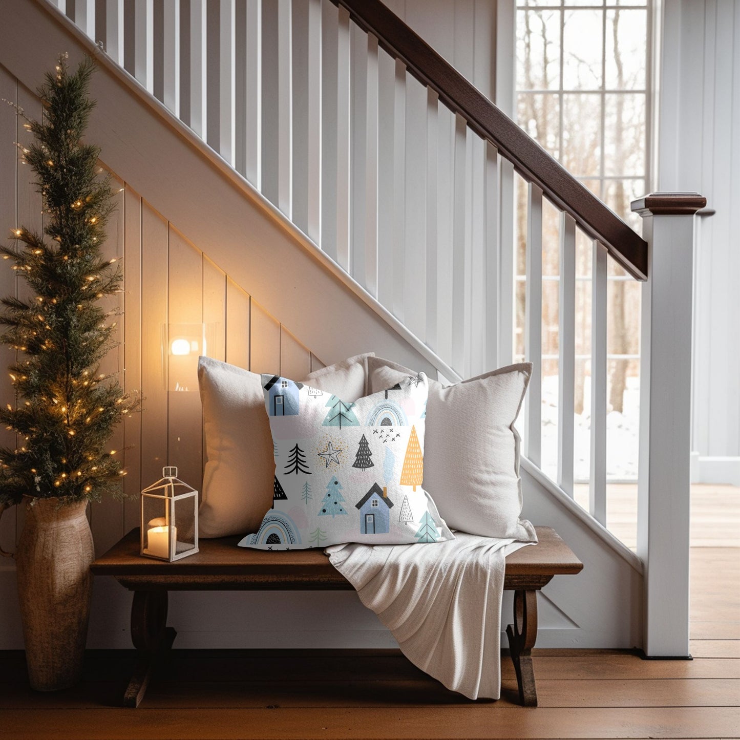 High-Quality Cozy Cabin Christmas Decorative Pillow