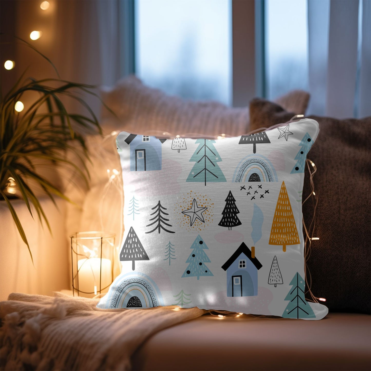 Christmas-Themed Decorative Pillow for a Cozy Atmosphere