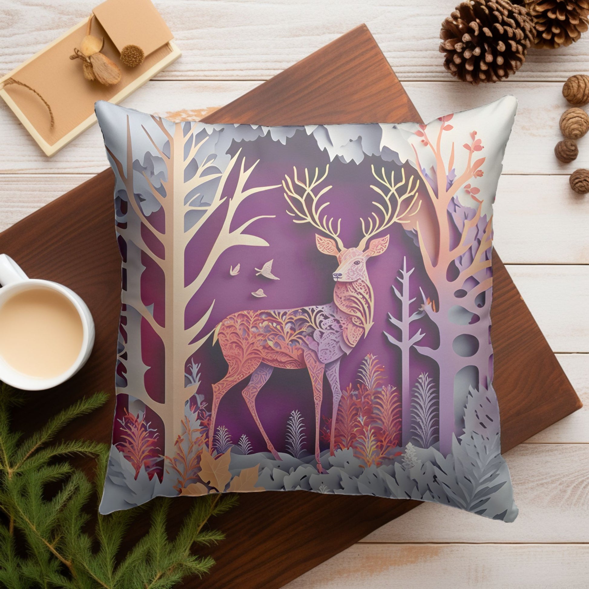 Reindeer Theme Pillow Cover for Seasonal Whimsy