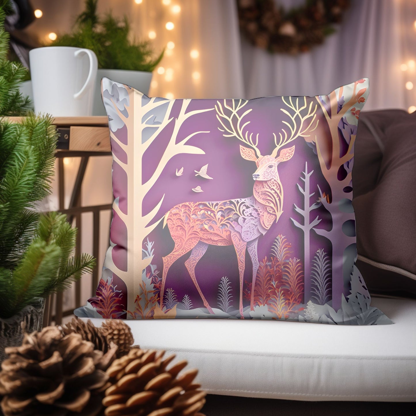 Reindeer Decor Pillow for a Playful Holiday Atmosphere