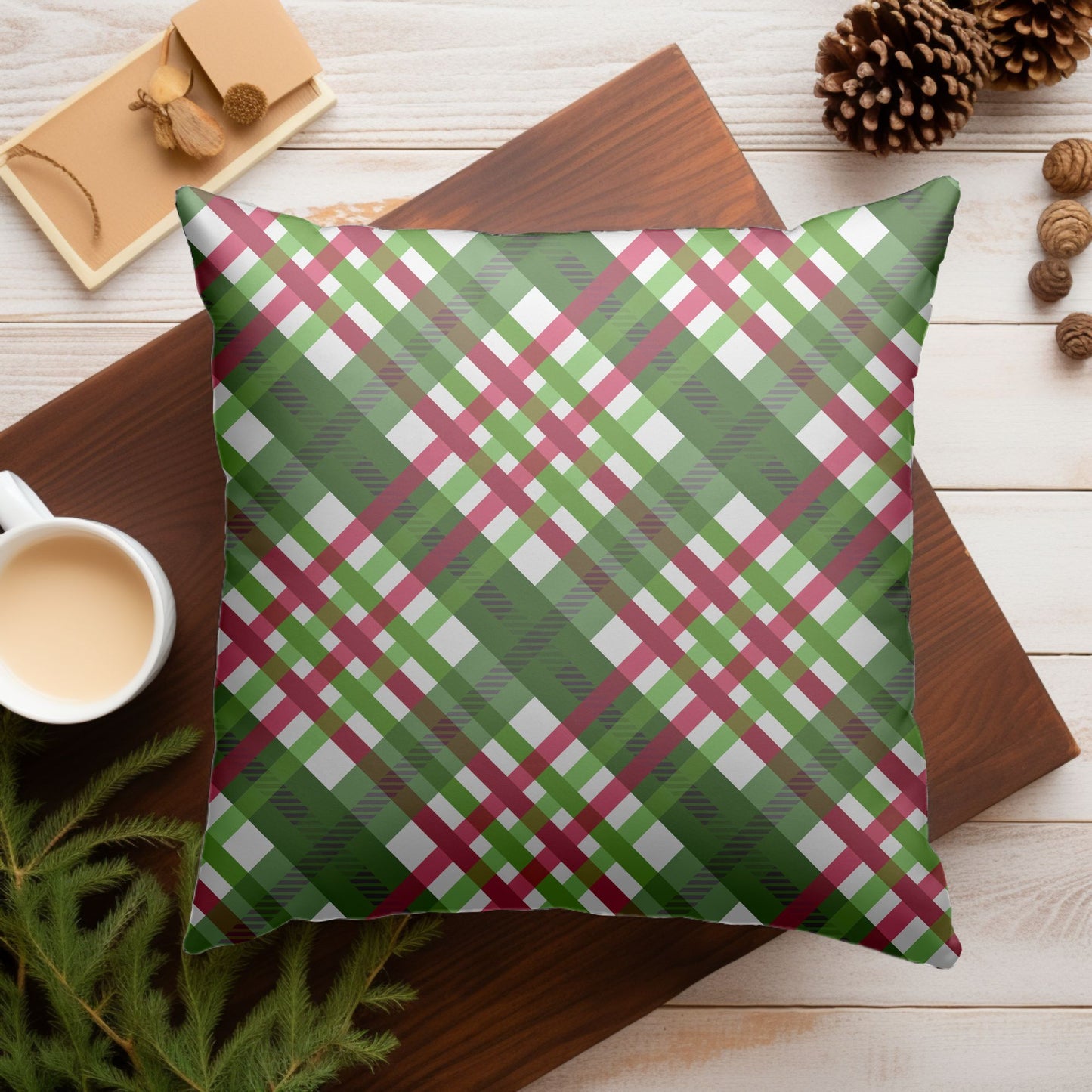 Red and Green Plaid Christmas Pillow for Timeless Elegance