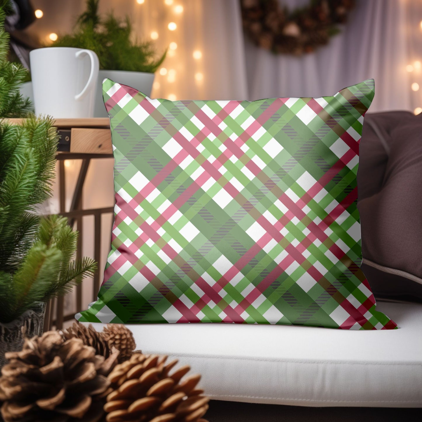 Classic Red and Green Plaid Pillow for Holiday Decor