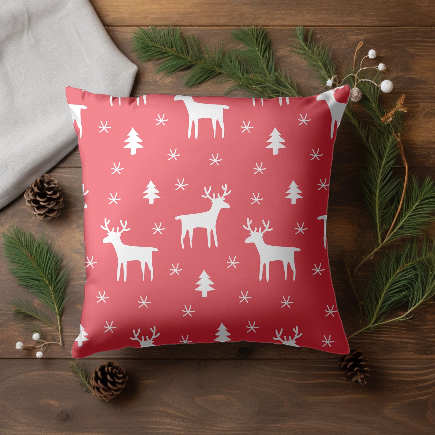 Holiday Decorative Pillow with Festive Red Design