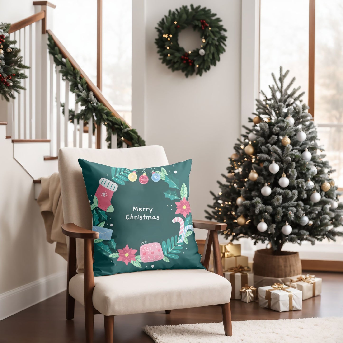 Greet your guests with a cheerful holiday pillow