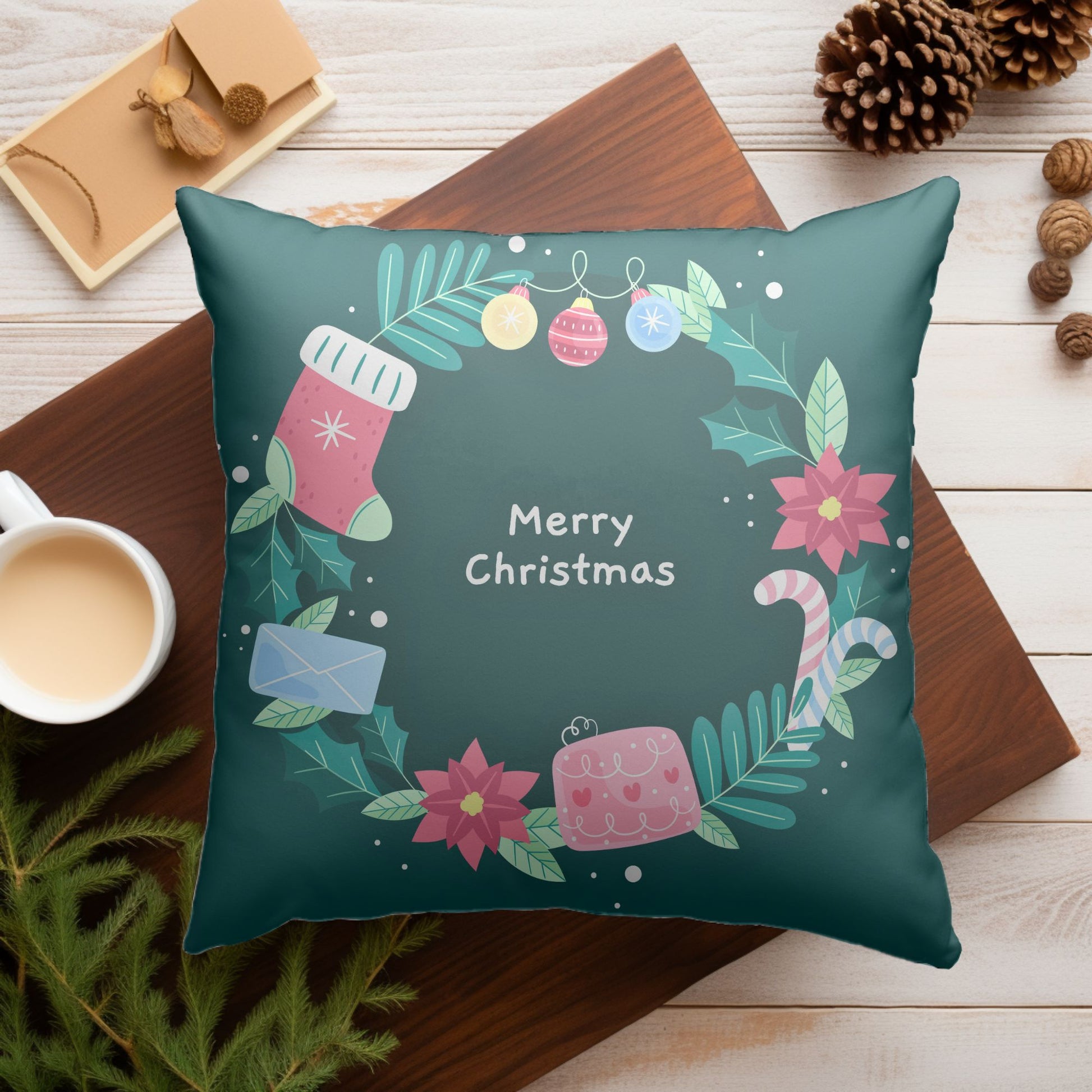 Merry Christmas Home Welcome' festive throw pillow