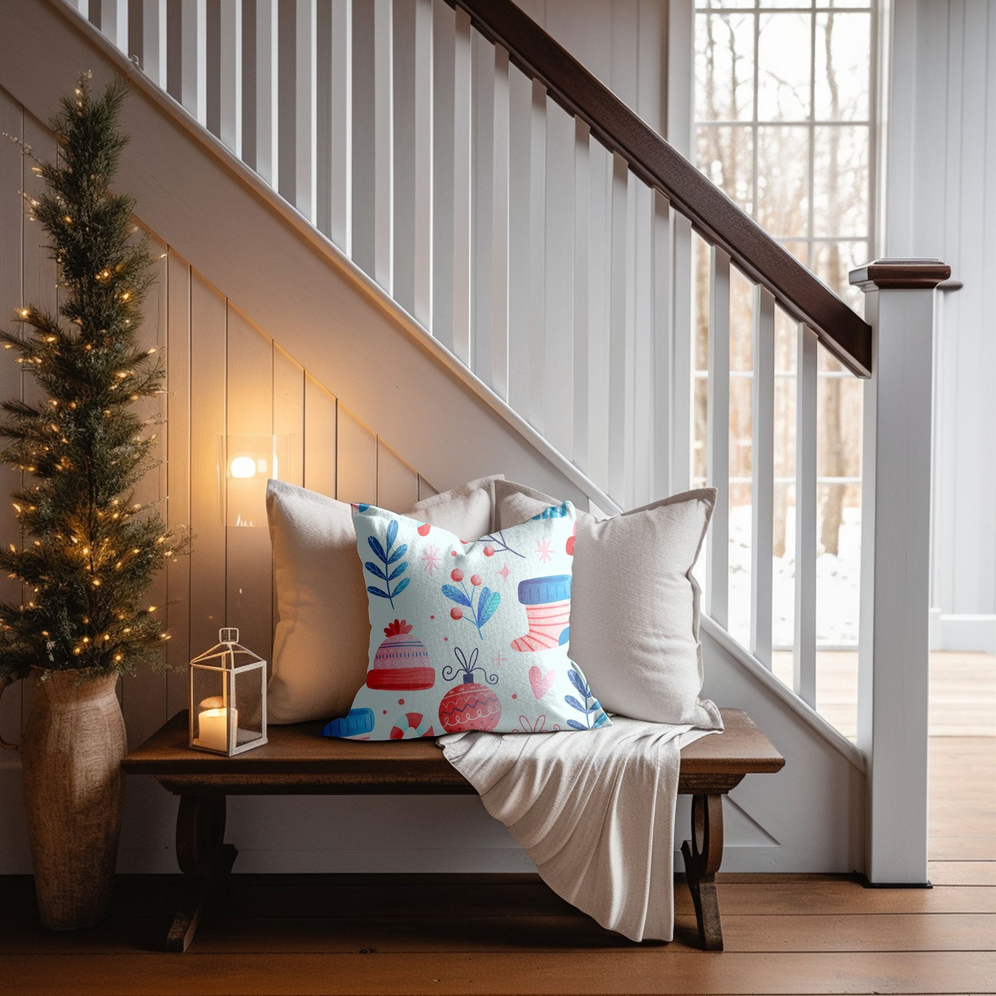 Close-up of Winter Christmas Home Decor Throw Pillow