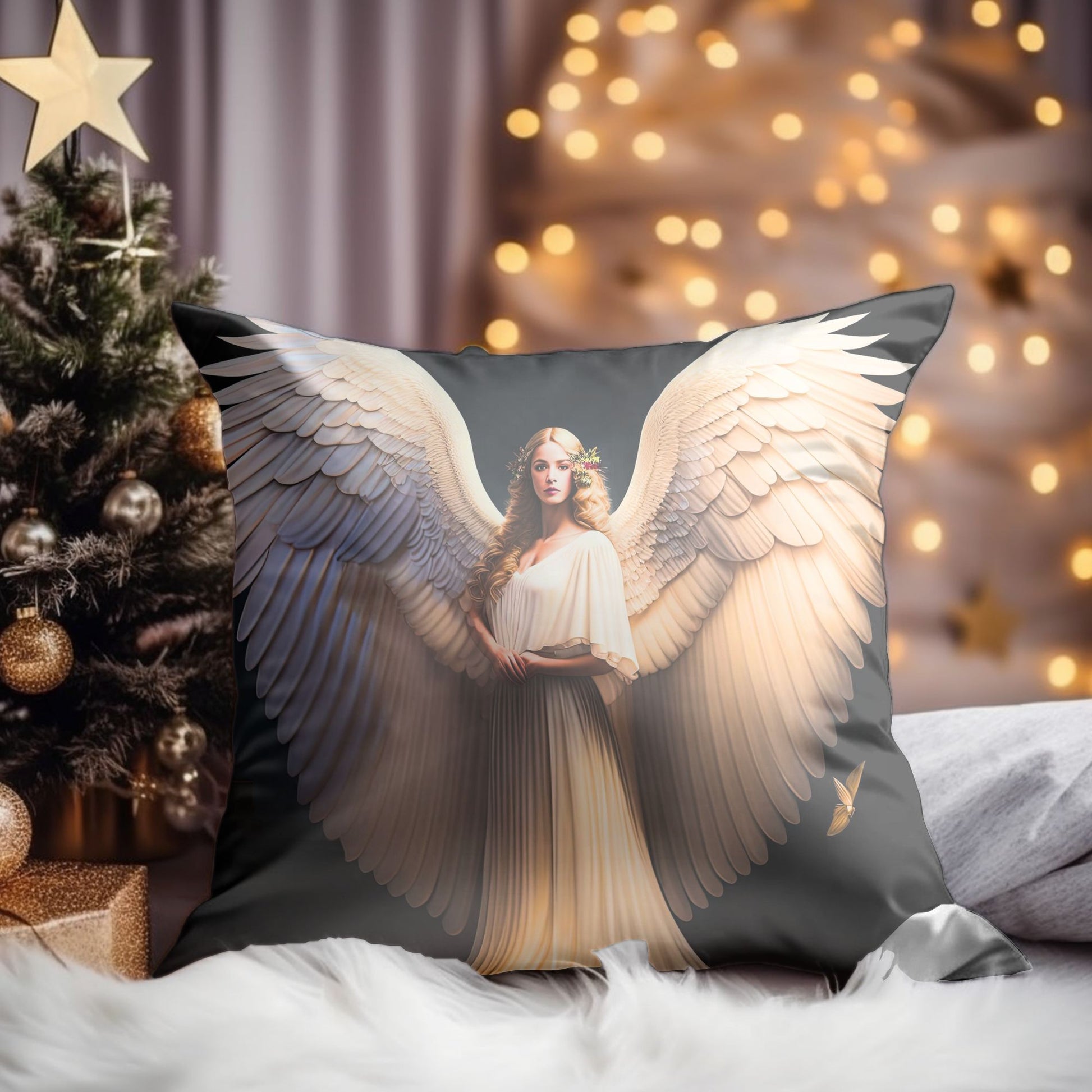 Heavenly Angel-themed Christmas Decorative Cushion Cover