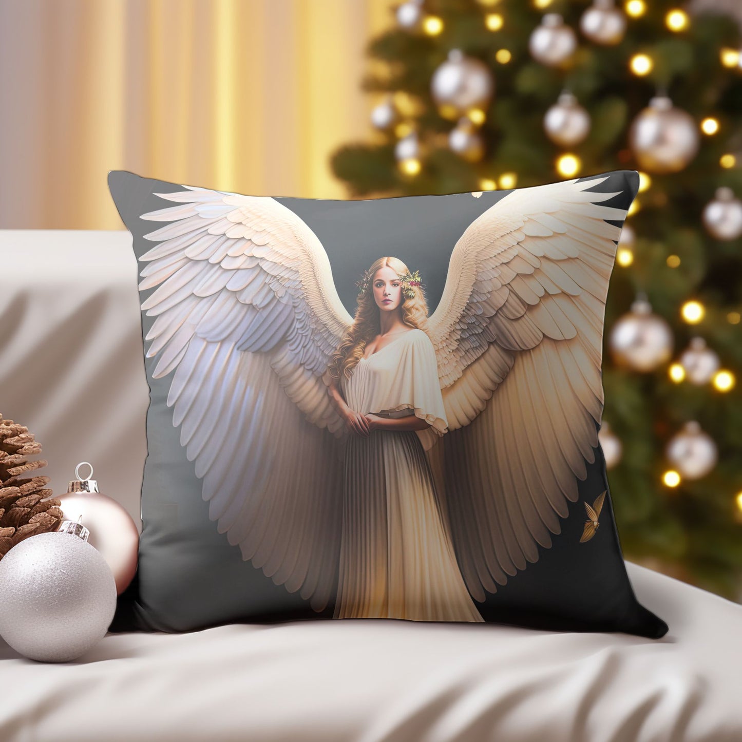 High-Quality Angelic Christmas Decorative Pillow
