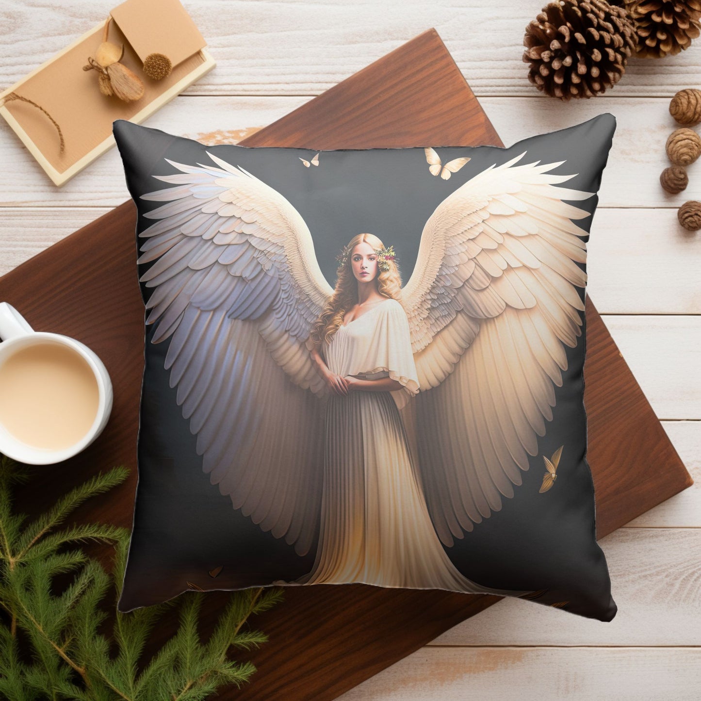 Christmas Decor Pillow with Angelic Design