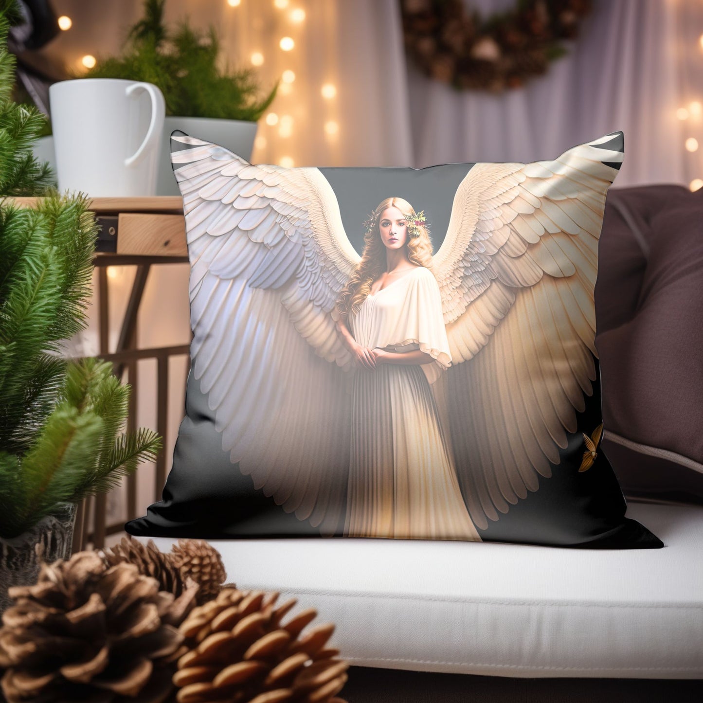 Angelic Christmas Throw Pillow for a Touch of Heaven