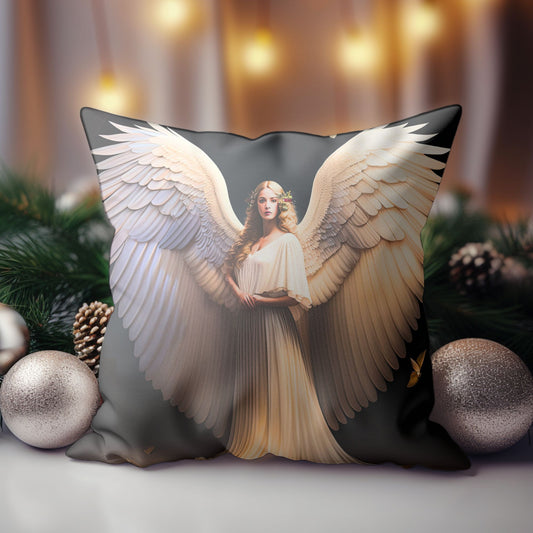 Angelic Christmas Decor Throw Pillow - Front View
