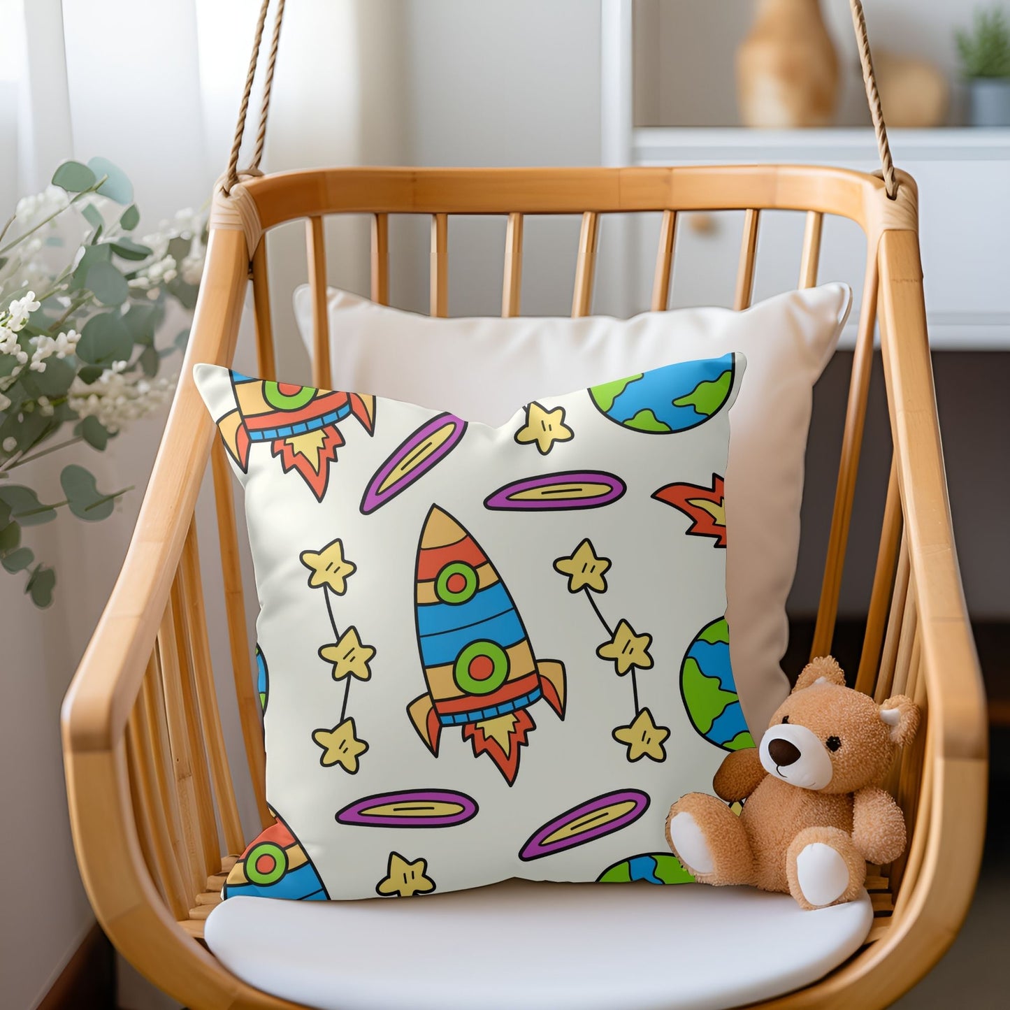 Adorable rocket ship pillow for little astronauts-in-training.