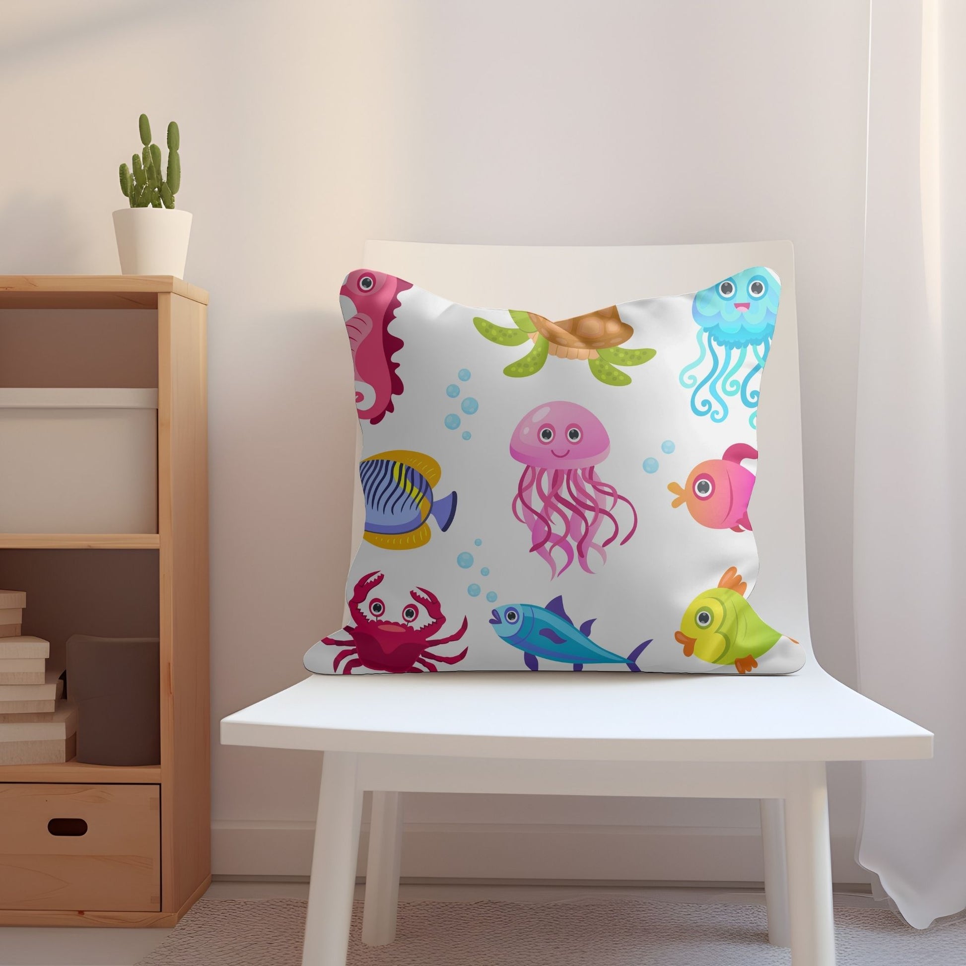 Soft kids pillow featuring adorable sea animals.