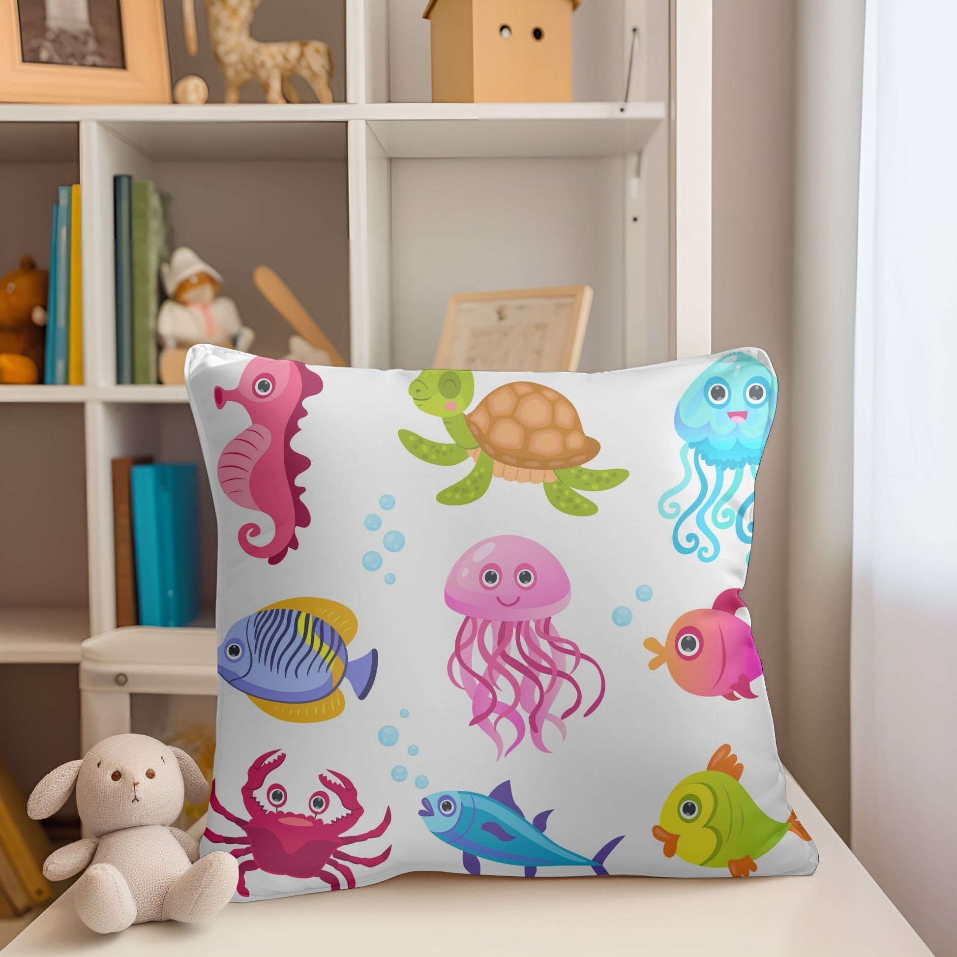 Adorable kids pillow with marine magic design.