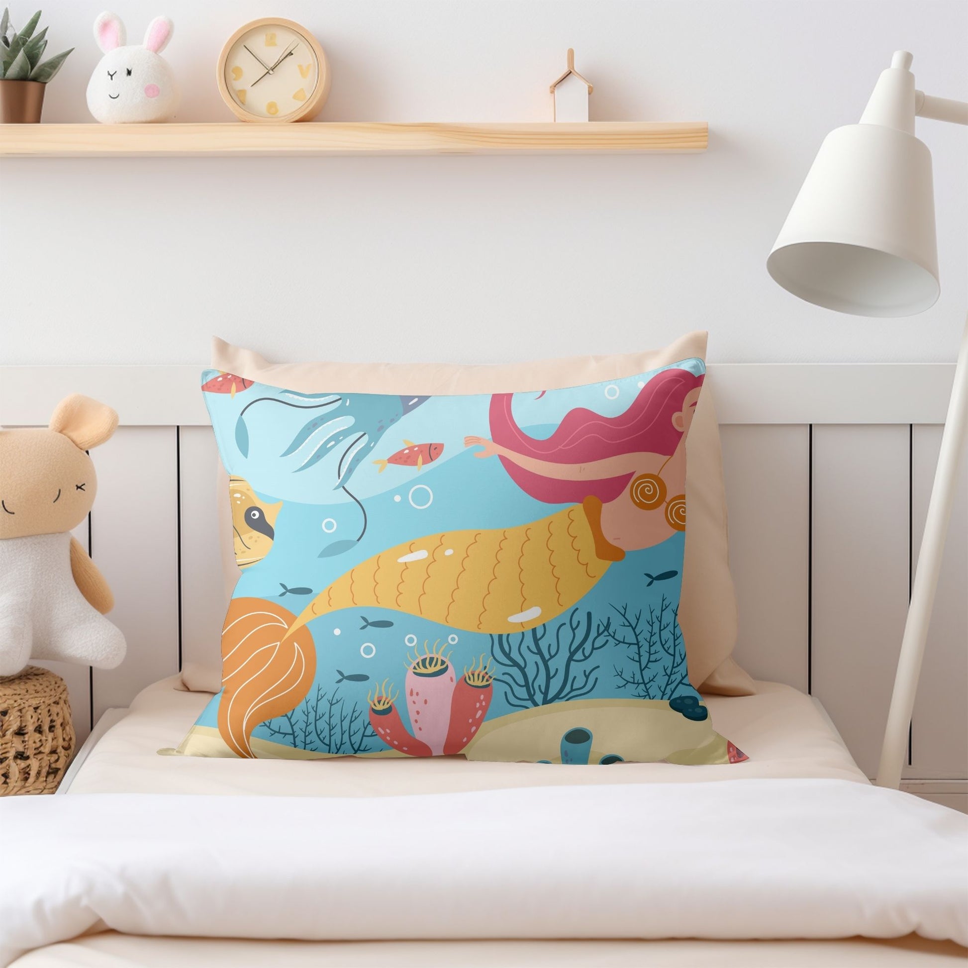 Dreamy mermaid baby pillow to add a touch of magic to the nursery.
