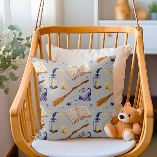 Kids pillow featuring a wizarding pattern for magical dreams.