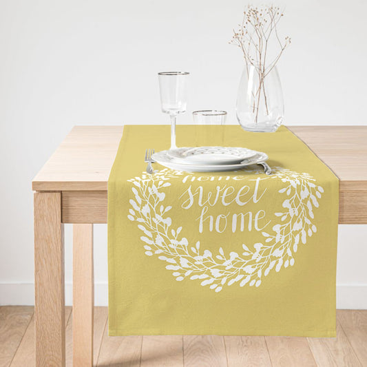 Yellow table runner, a thoughtful housewarming gift for brightening dining spaces.