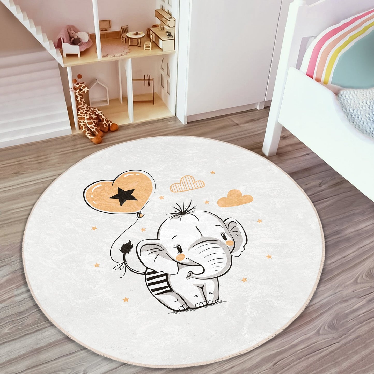 Homeezone's Baby Elephant Printed Nursery Room Rug