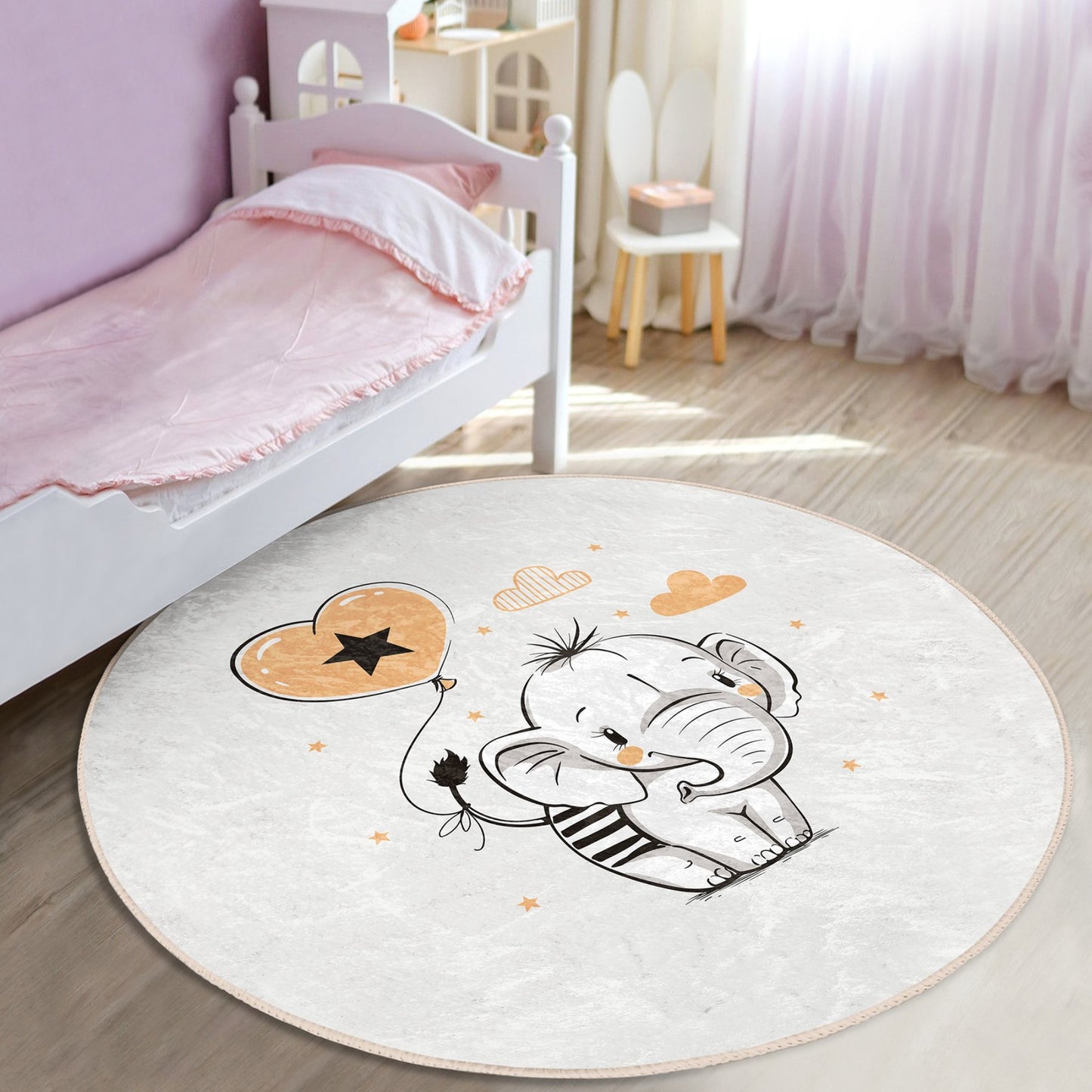 Durable Rug with Cute Baby Elephant Design