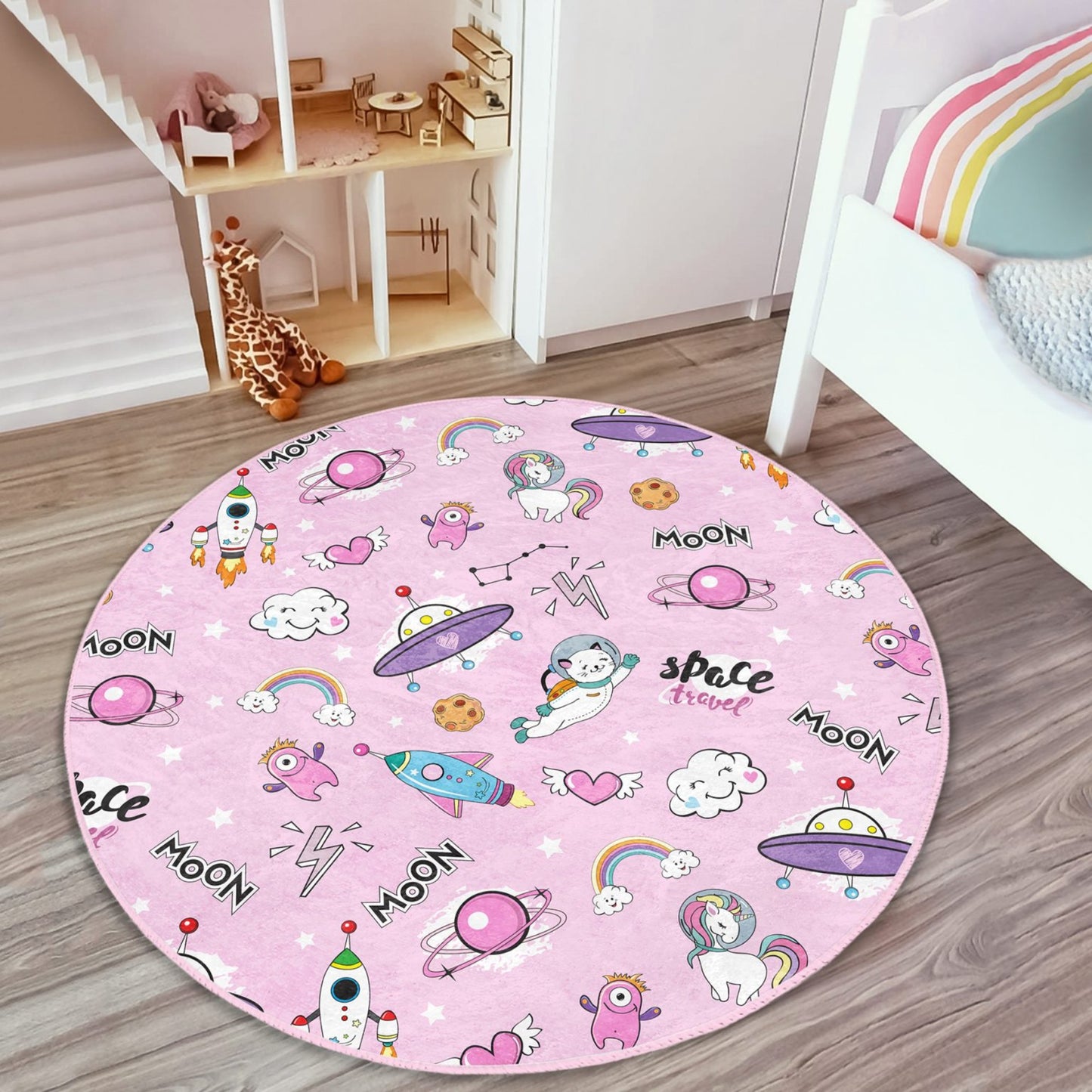 Rug with Cosmic Adventure Theme for Kids' Play Area
