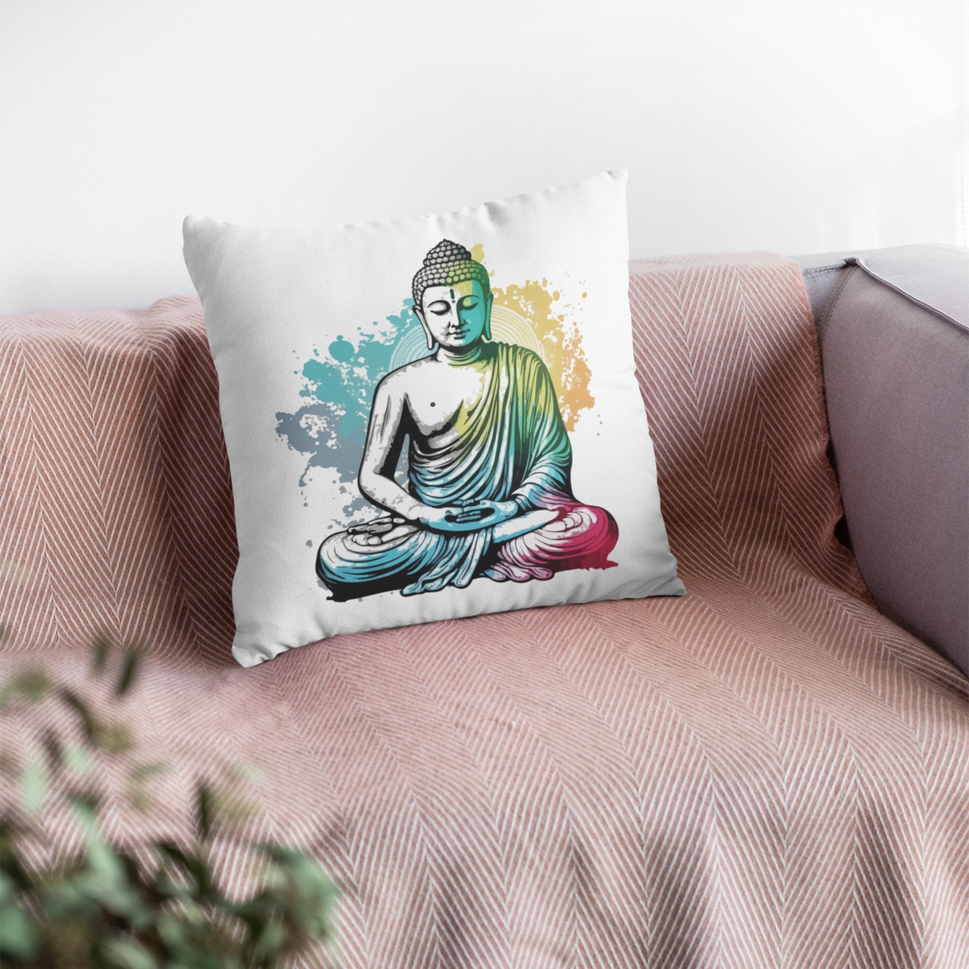 Colourful Buddha Pattern Throw Pillow