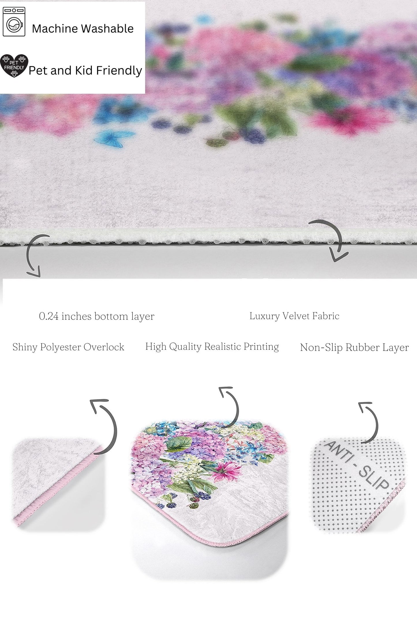 Decorative Bath Mat Set with a Charming Array of Floral Patterns