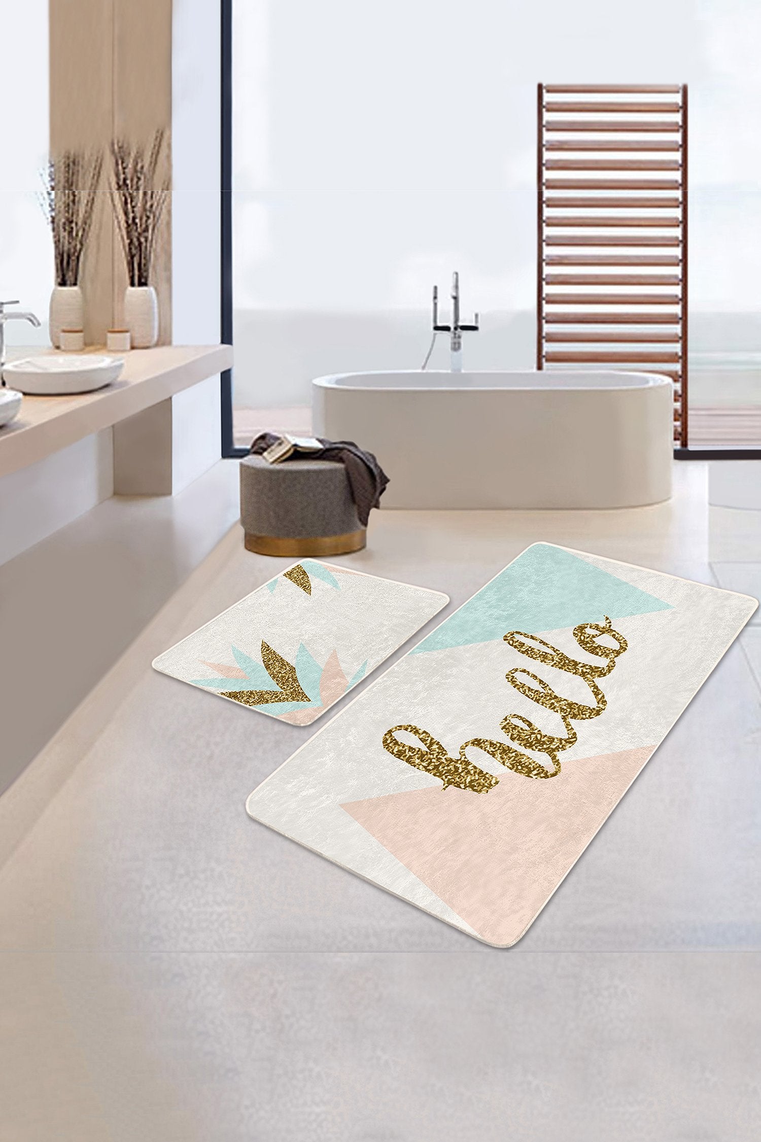 Decorative Bath Mat Set with a Charming Array of Playful Patterns