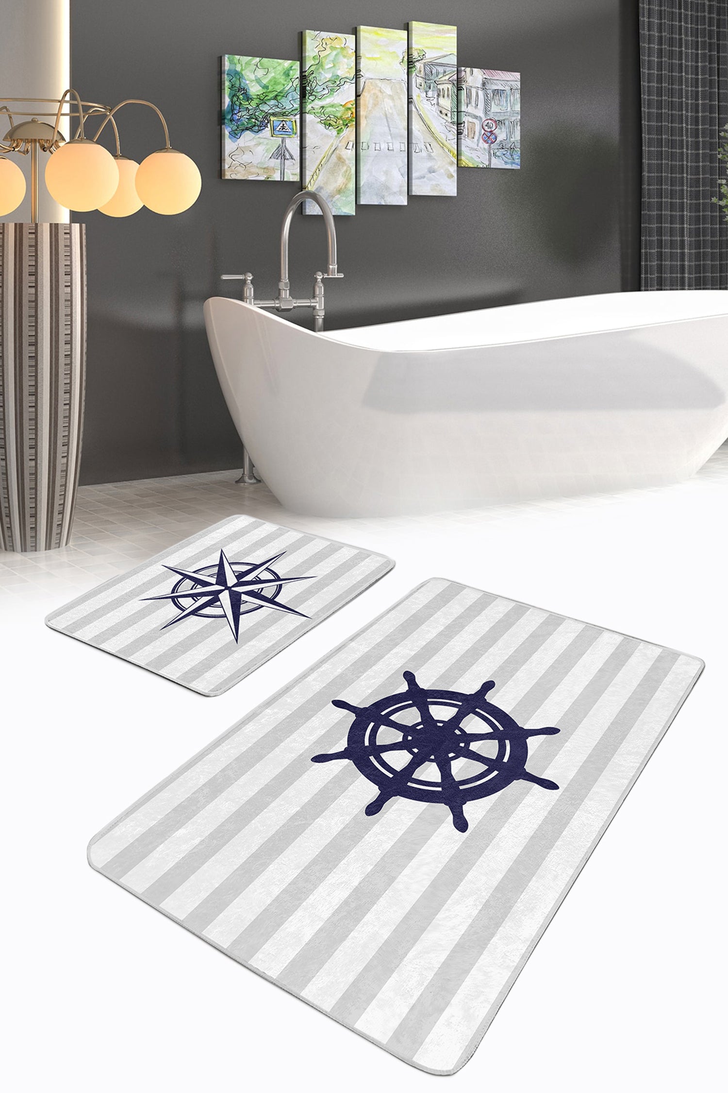 Chic and Inviting Set with Nautical Elegance for a Trendy Bathroom