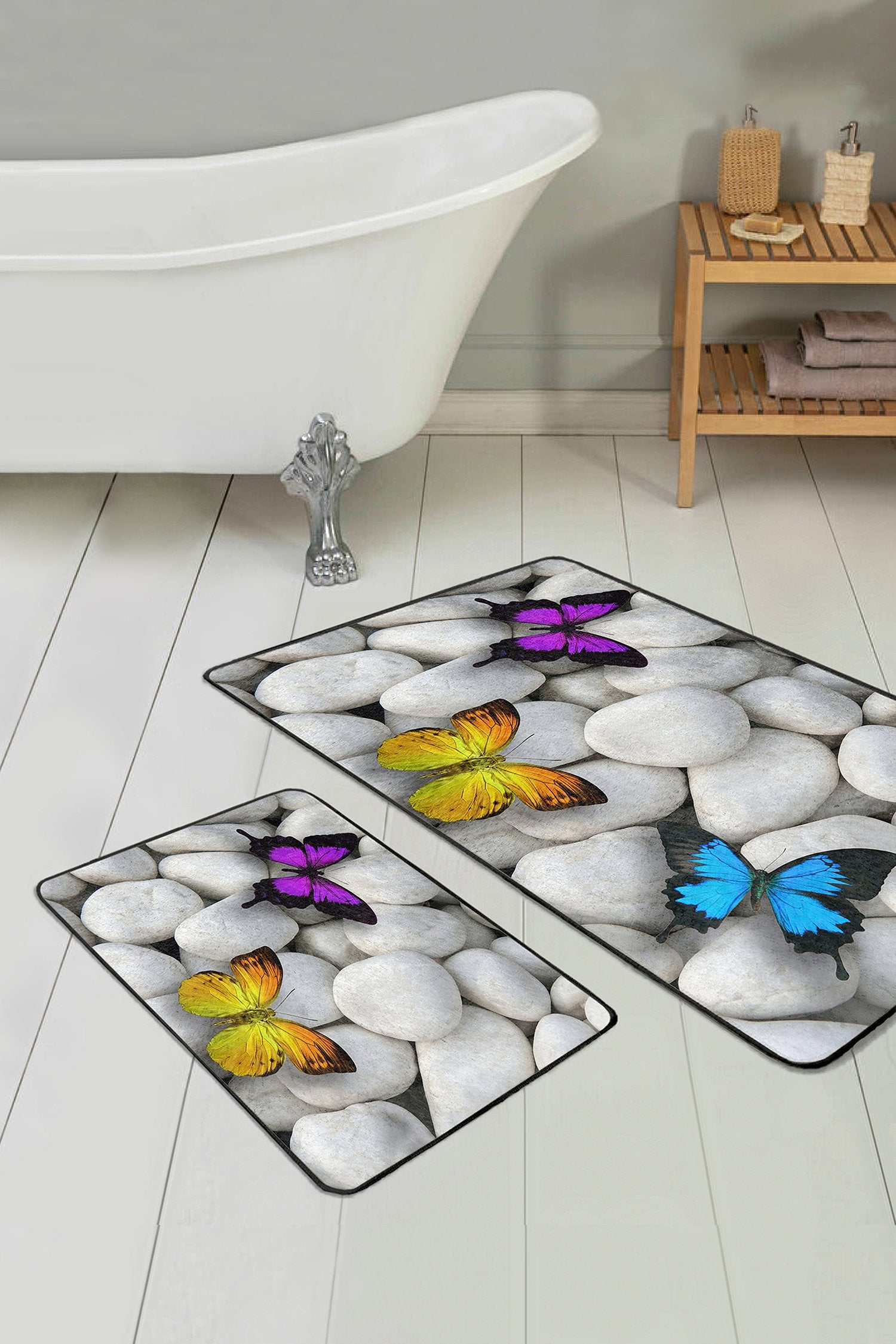 Decorative Bath Mat with a Charming Array of Butterfly Patterns