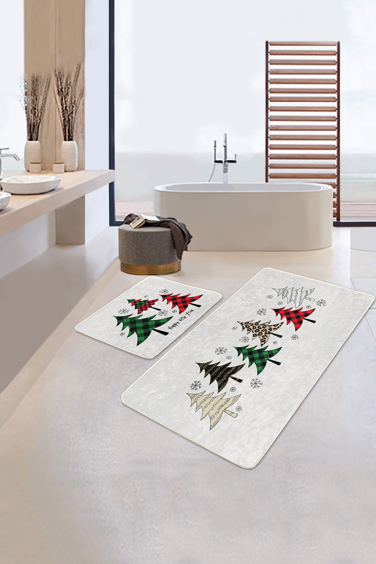 Christmas Tree Pattern Bath Mat Set for a Merry and Stylish Bathroom