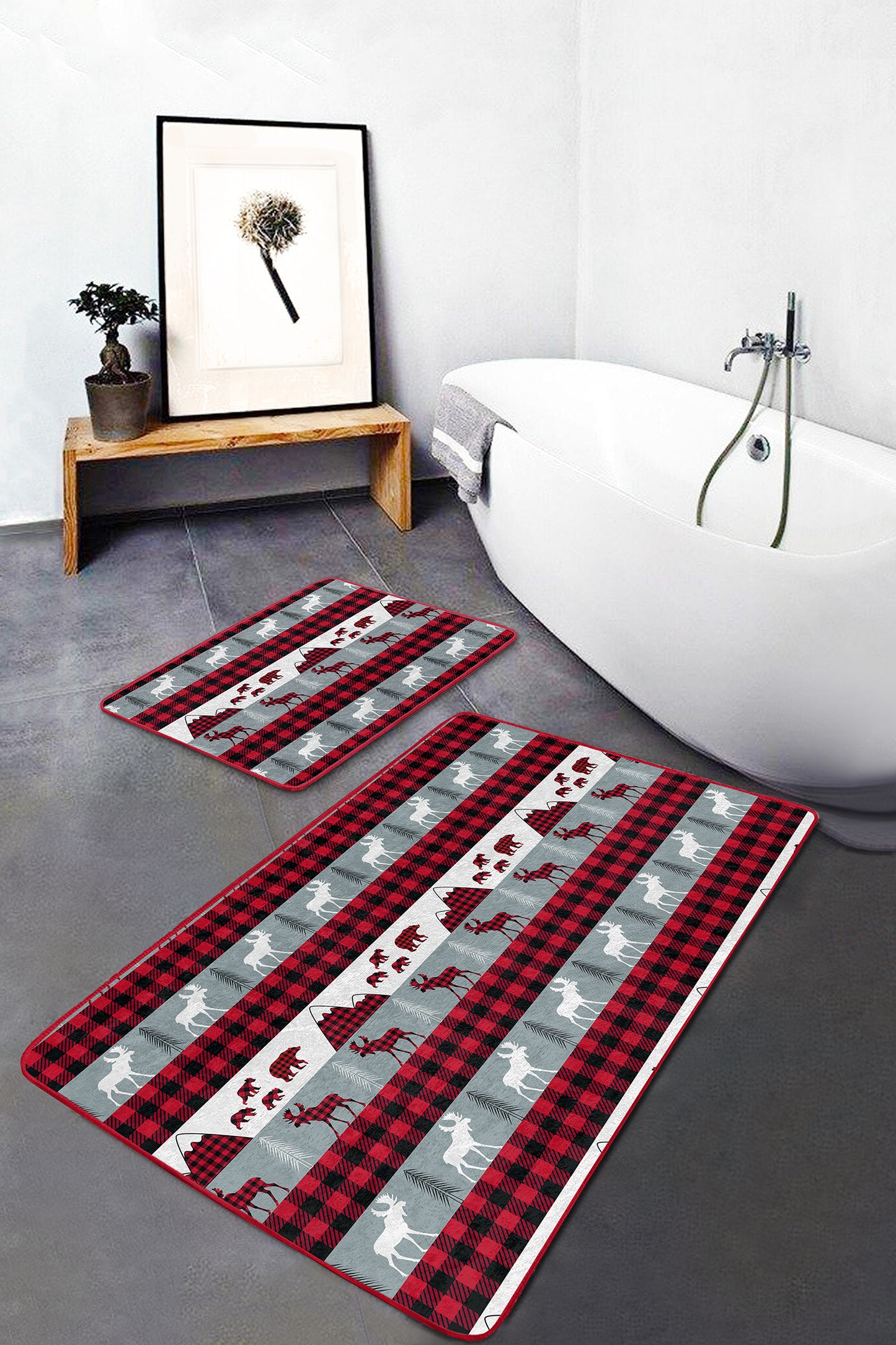 Decorative Bath Mat Set with a Charming Array of Christmas Patterns
