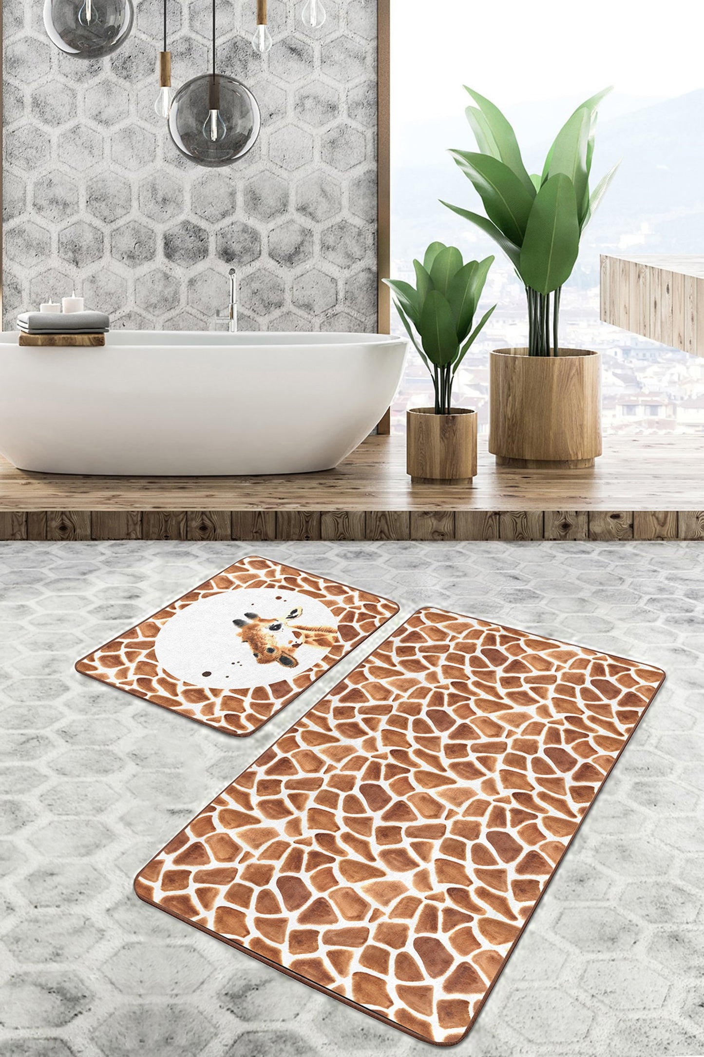 High-Quality Giraffe Pattern Bath Mat Set for Stylish Decor