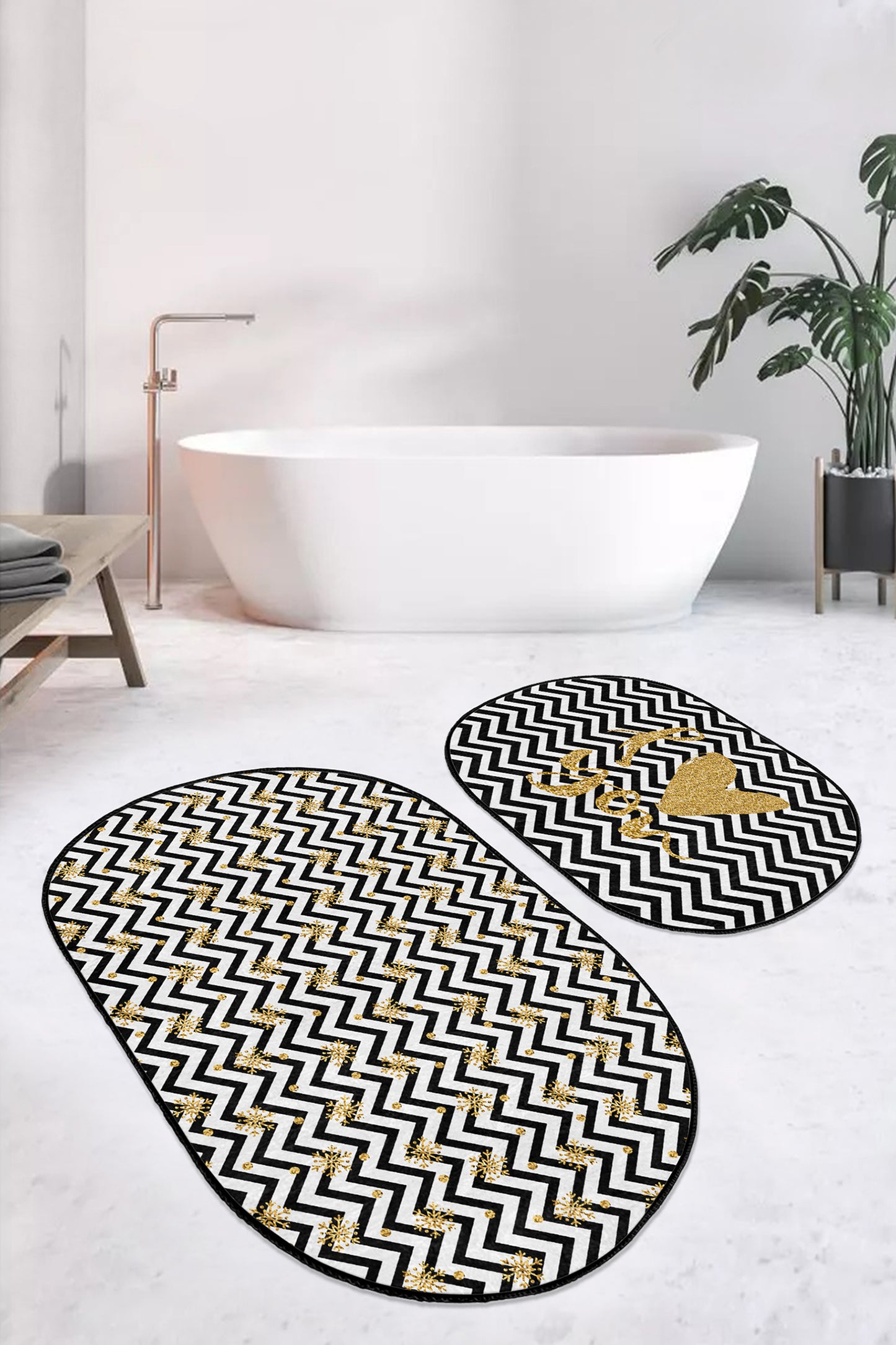 Love You Pattern Bath Mat Set
