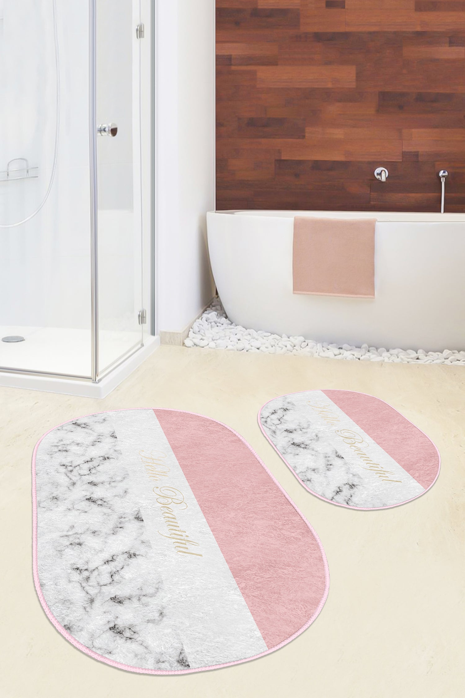 Charming Bathroom Mat Collection with Hello Beautiful Design
