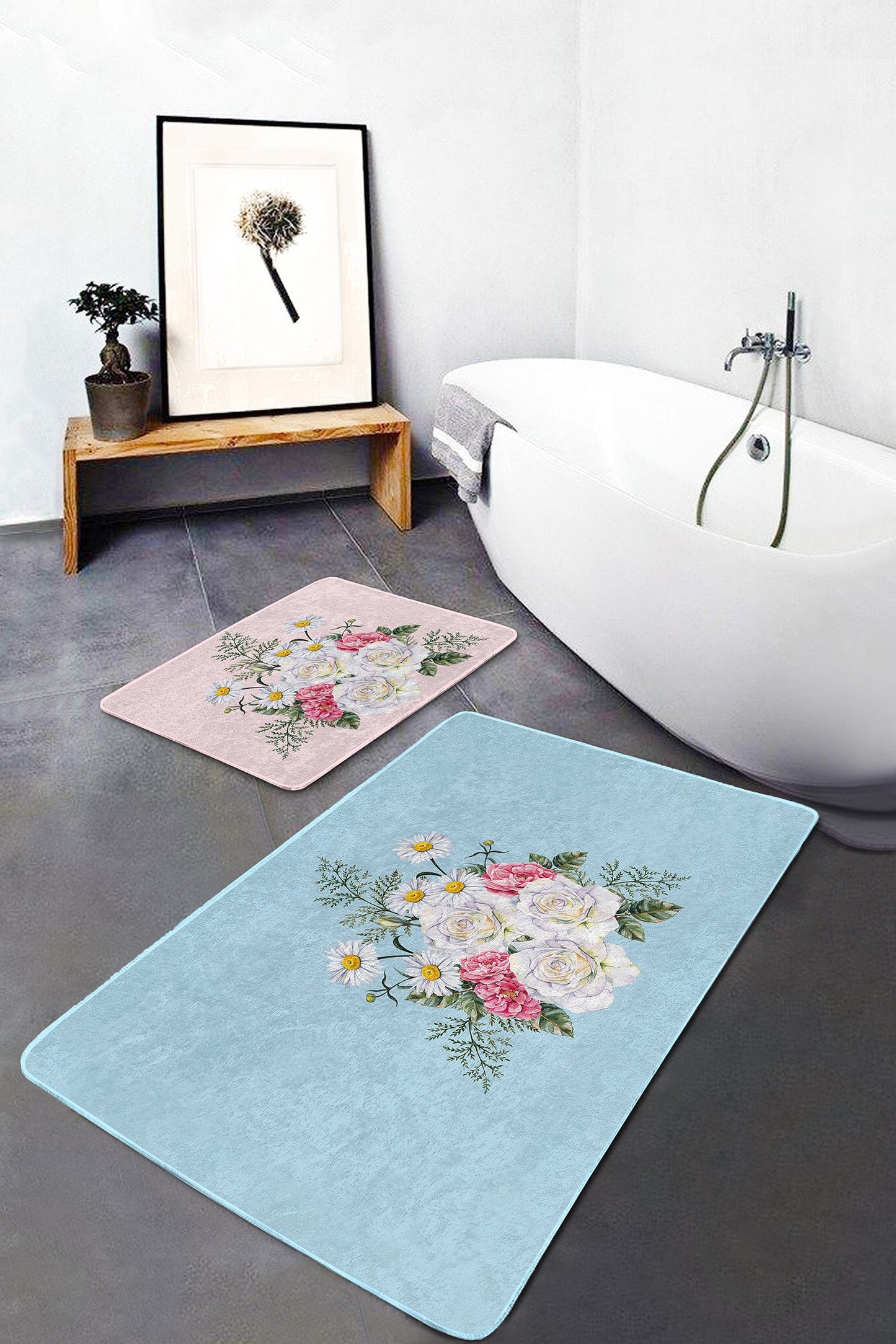 Butterfly on Flowers Bath Mat - Front View