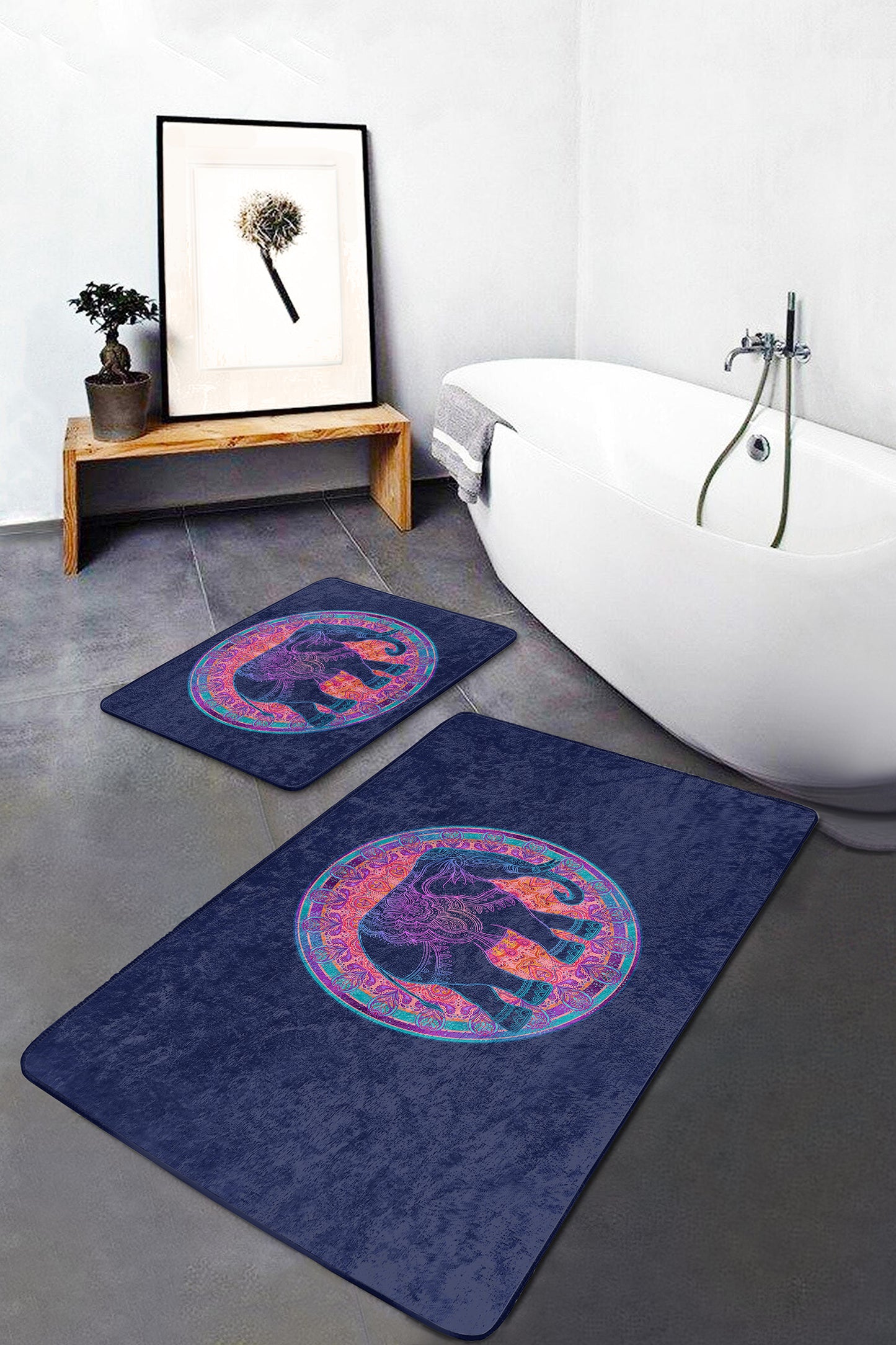 Elegant Set with Delicate Purple Elephant Pattern for Bathroom Decor