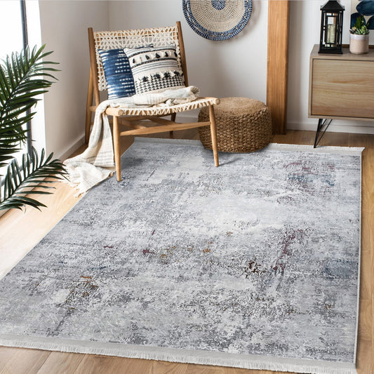 Front view of the Chic Grey Vintage Area Rug
