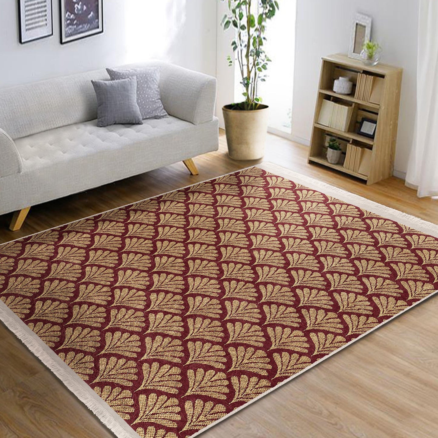 Elegant Rug with Leaf and Gold Motif for Exquisite Home Decor