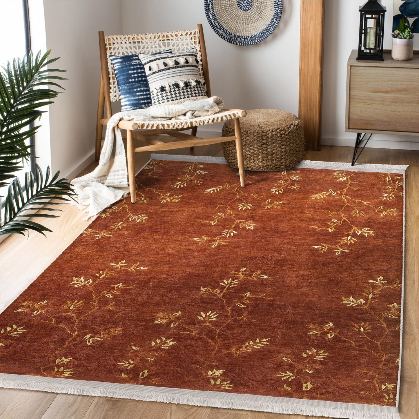 High-Quality Dry Flower Pattern Area Rug for Natural Decor