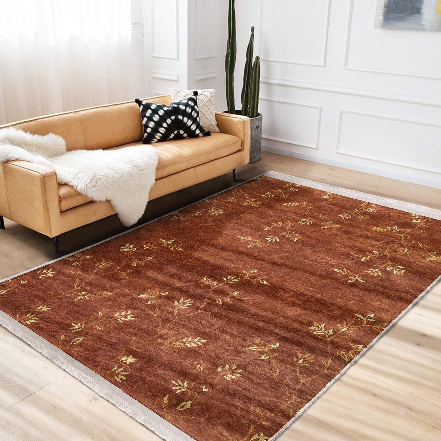 Decorative Rug with Classic Charm and Botanical Design