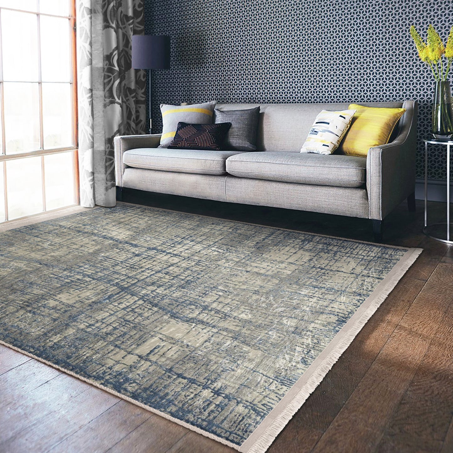 Functional Rug with Tranquil Rustic Design
