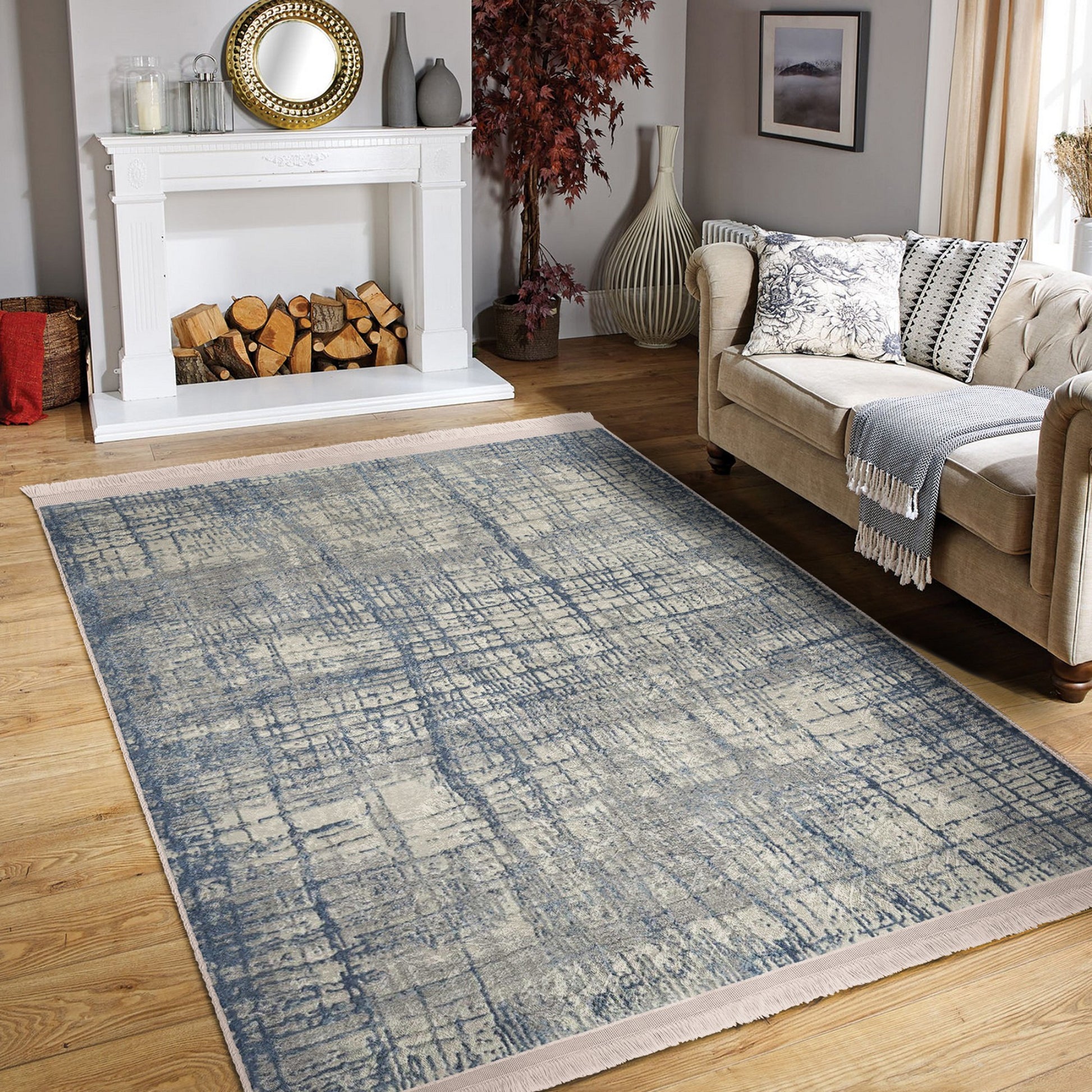 Rustic Patterned Area Rug for a Serene Interior