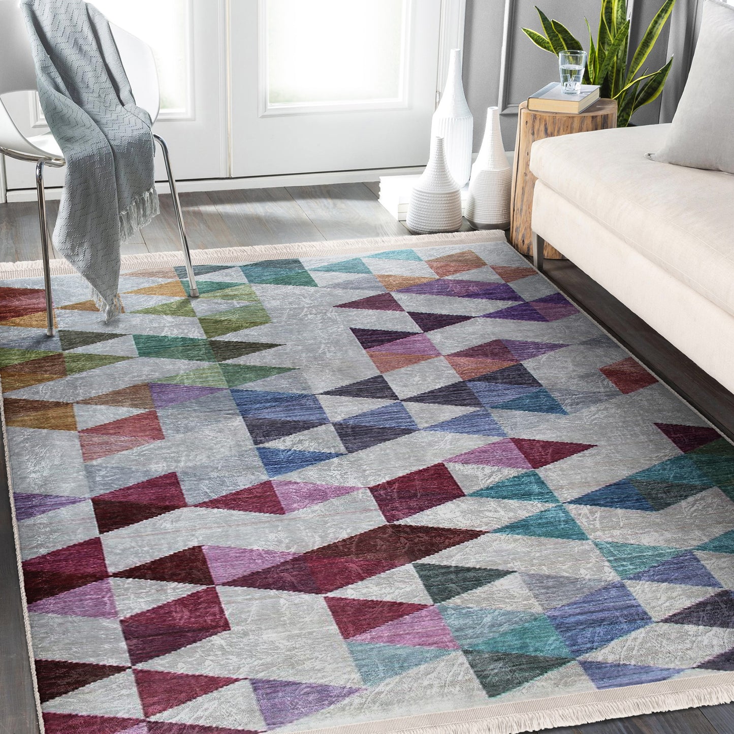 Functional and Stylish Area Rug with Serene Geometric Designs