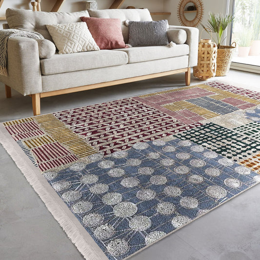 Abstract Mix Pattern Area Rug - Front View