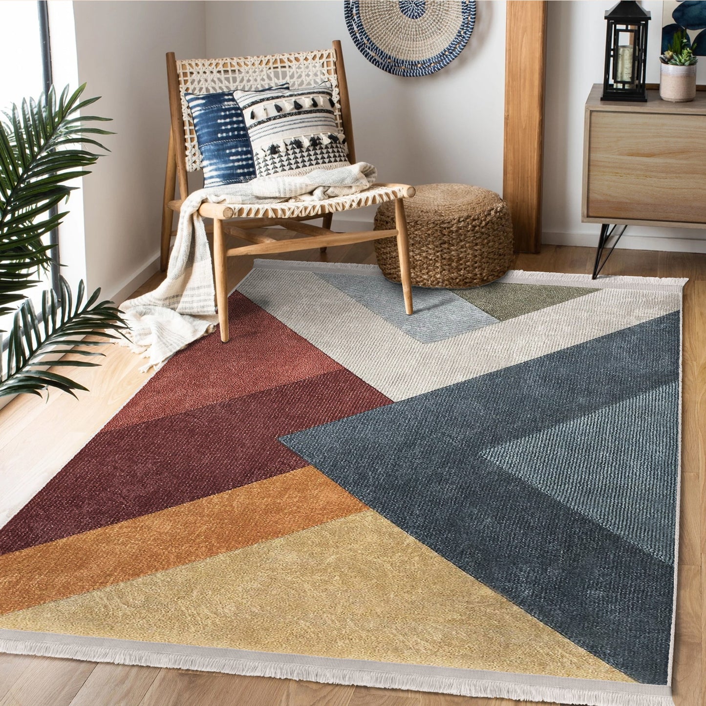 Decorative Area Rug with a Stylish Blend of Triangle Patterns