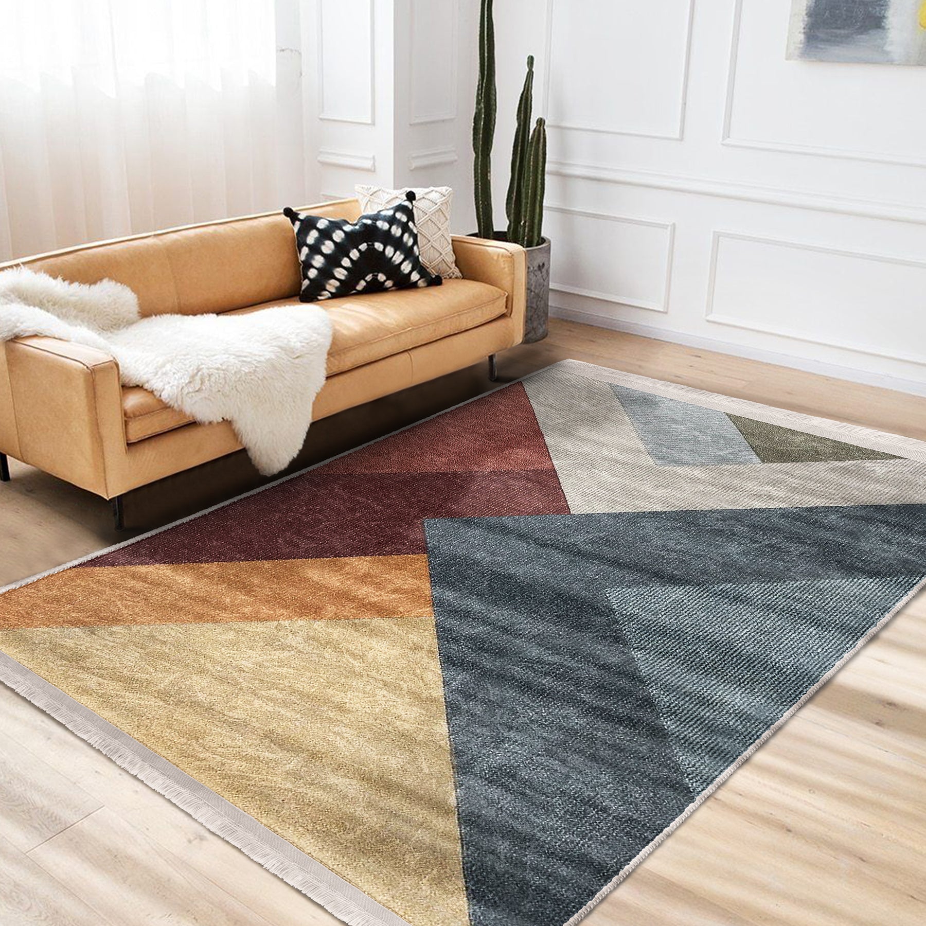 Triangle Patterned Decorative Rug for a Stylish and Dynamic Interior